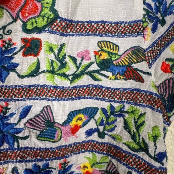 Anthropologie Vanessa & Virginia Embroidered Boho High Low Peasant Top Sz 6 - Picture 5 of 15